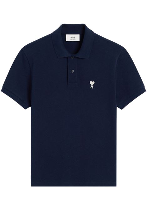 Blue embroidered logo polo shirt Ami paris - men